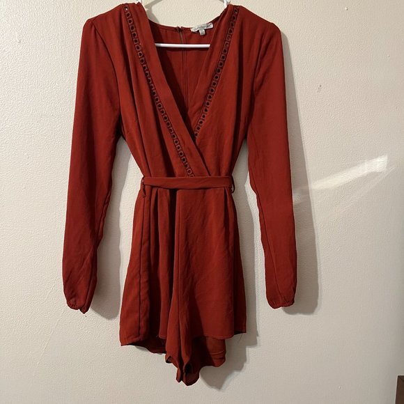 Charlotte Russe Pants - Charlotte Russe, womens romper, size M, brick